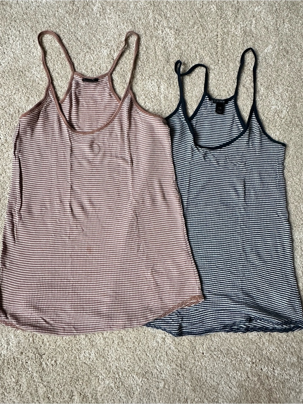 J. Crew 2 Striped Ribbed Spaghetti Strap Tanks